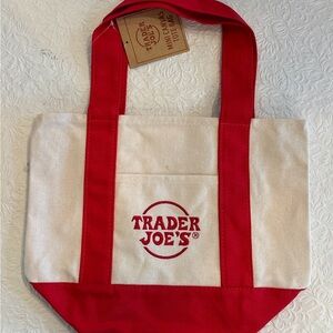 Trader Joe's Mini  Canvas Red Tote Bag